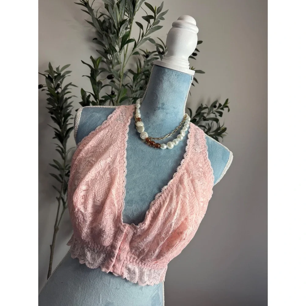 Cosabella Pink Lilly Lace Curvy Bralette Racerback Sexy & Soft NEVER1359 Size L - Picture 6 of 12